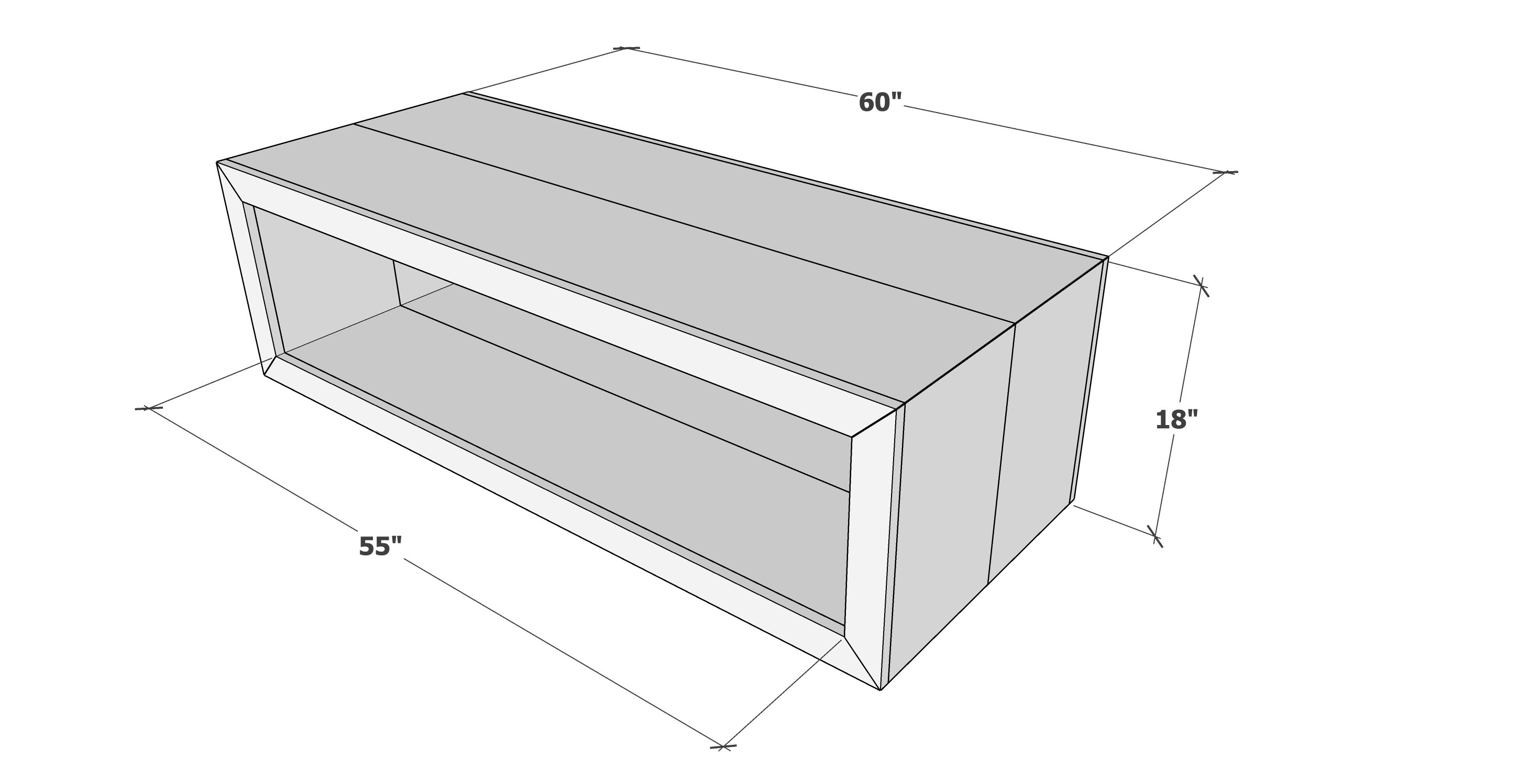 Waterfall Framed 60” Rectangle Coffee Table Ana White